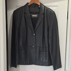 Elegant Black Leather Blazer
